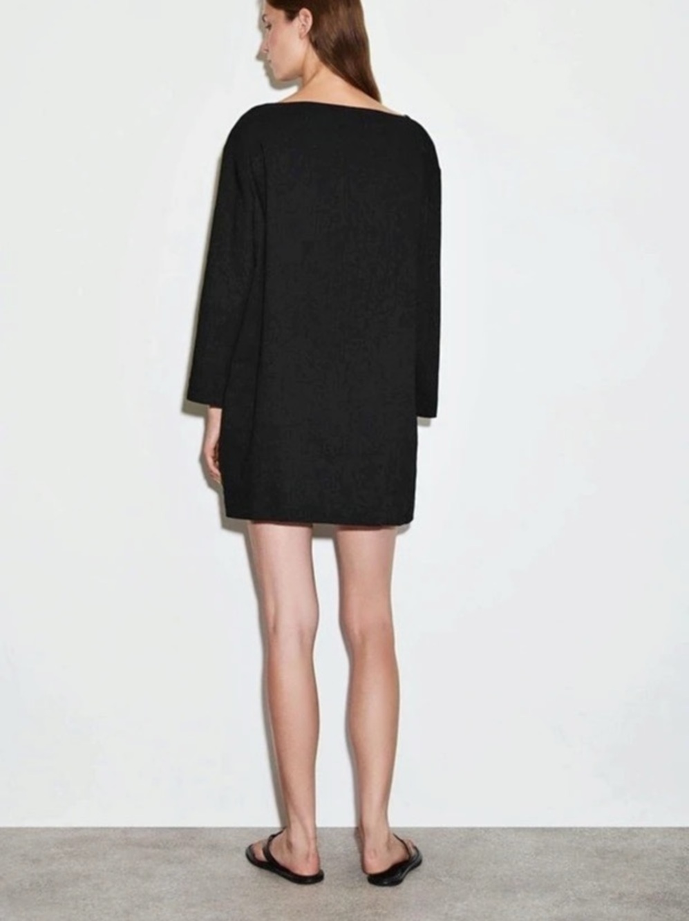 COS Boat-Neck Linen Dress (Black Size 12)